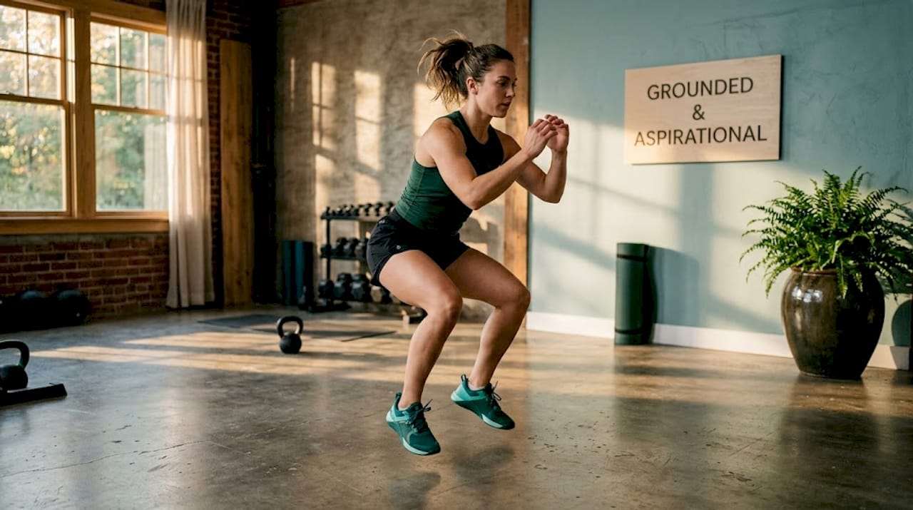 Woman performing HIIT in ventilated shorts