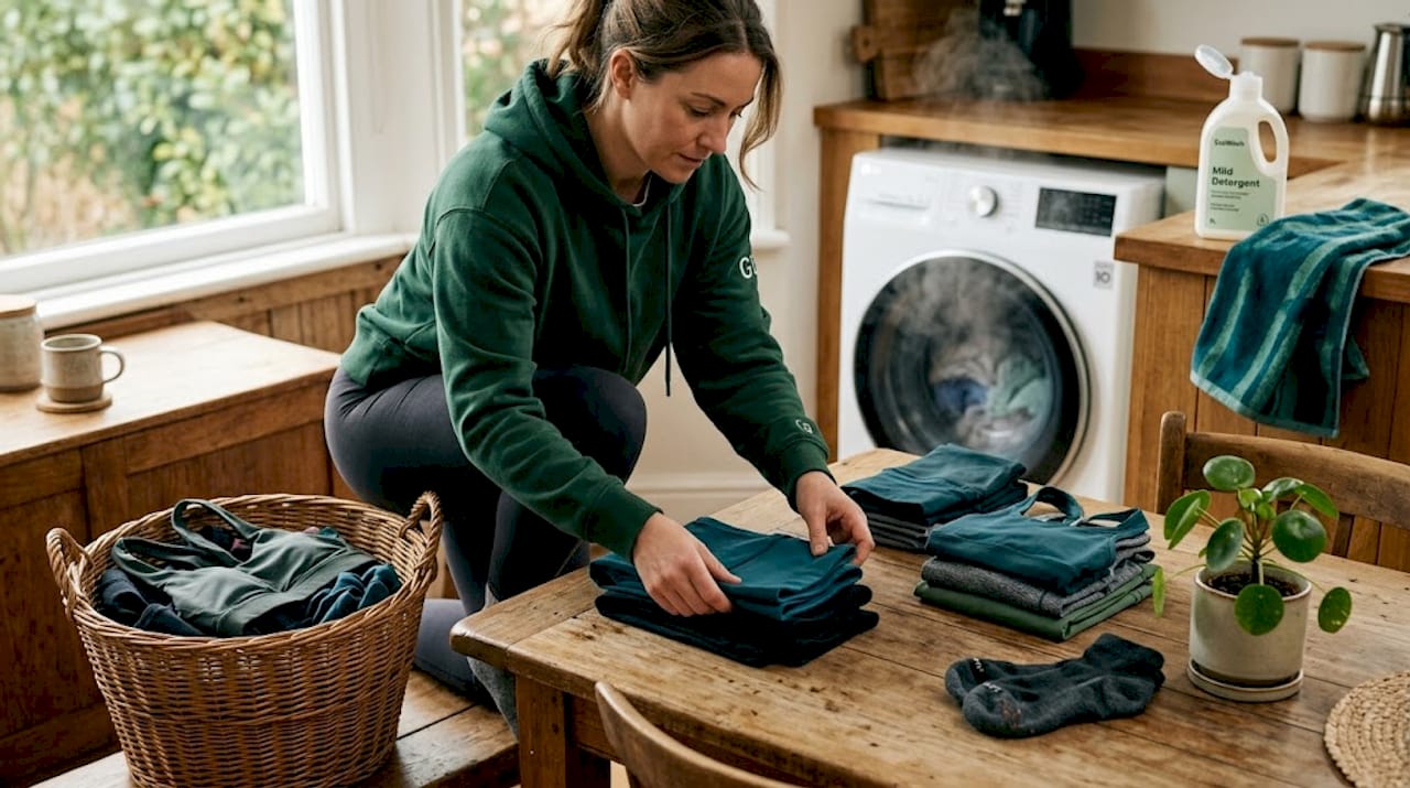 Folding cross-training apparel after laundry care