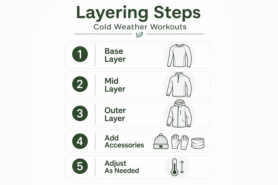 Infographic of key layering steps for workouts