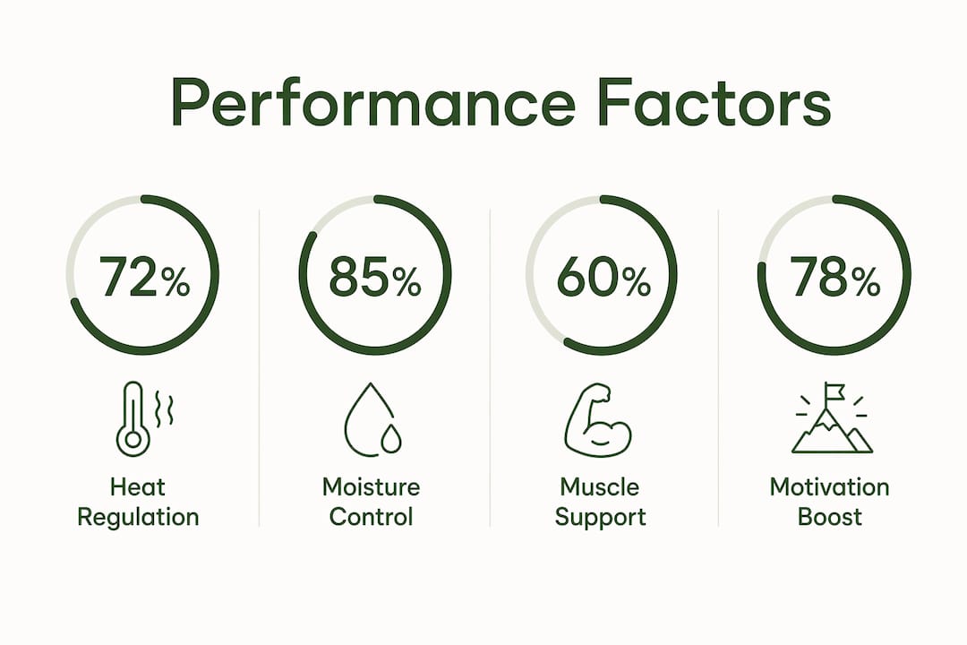 Infographic showing key workout clothing performance factors