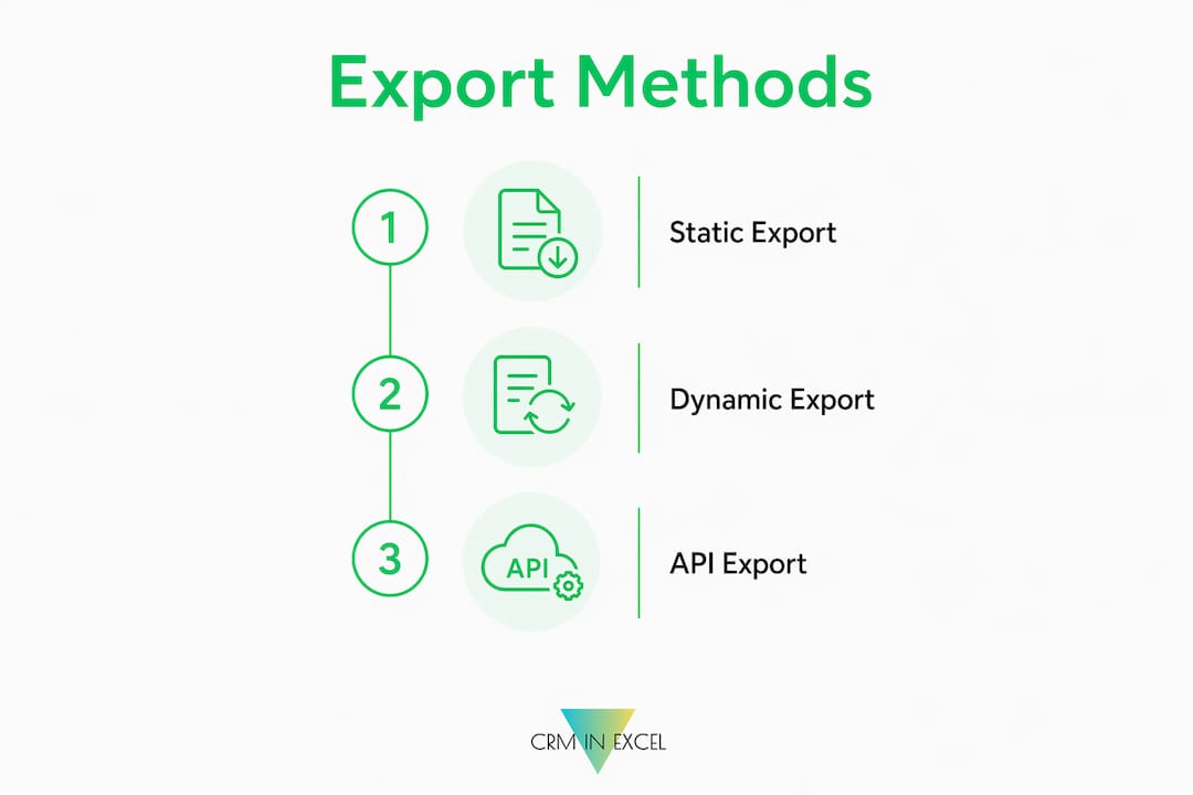 Infographic showing CRM data export methods