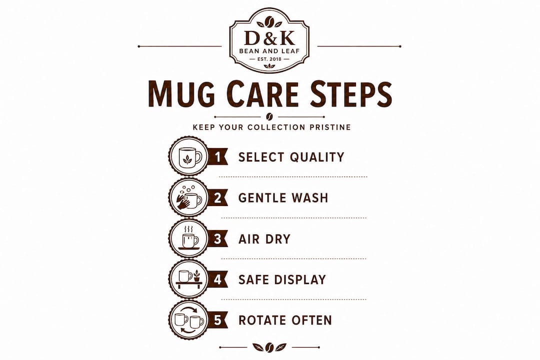 Infographic showing coffee mug care steps
