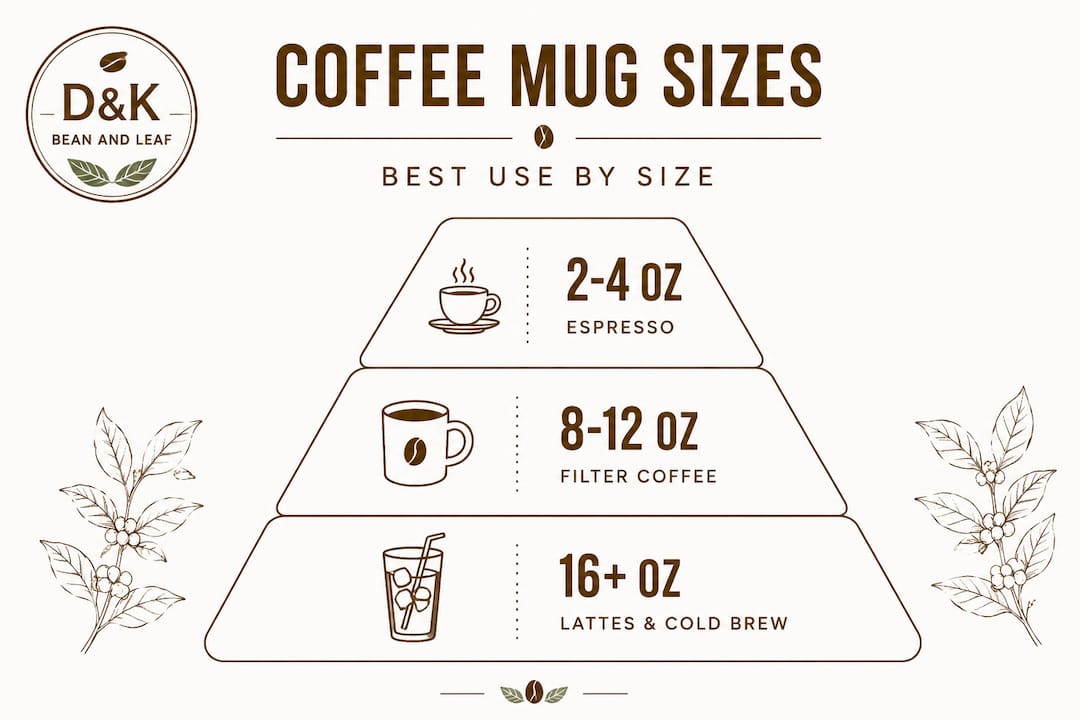Hierarchy pyramid of coffee mug sizes and uses