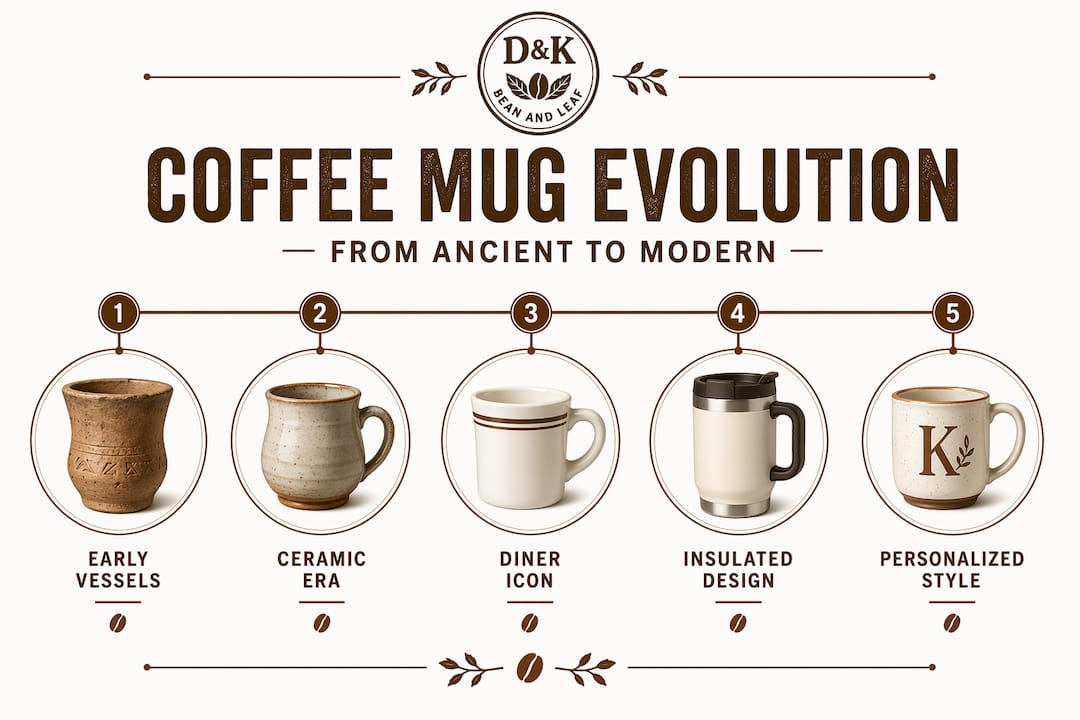 Infographic showing coffee mug timeline evolution