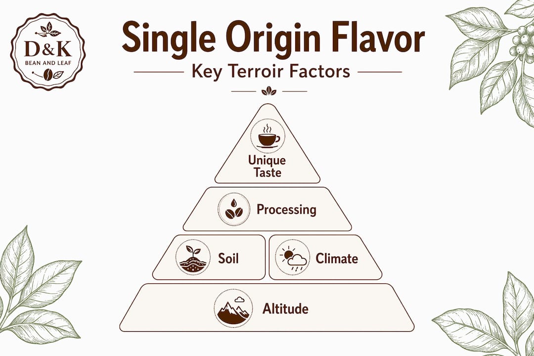 Hierarchy infographic on factors shaping coffee flavor