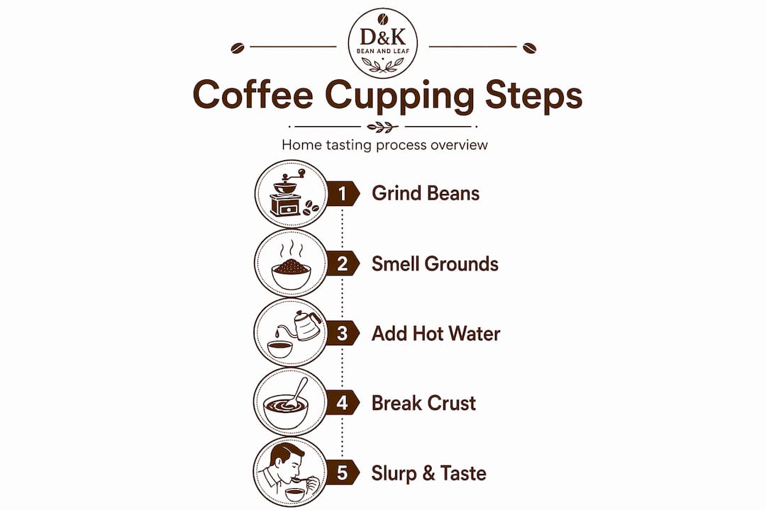 Infographic of home coffee cupping steps