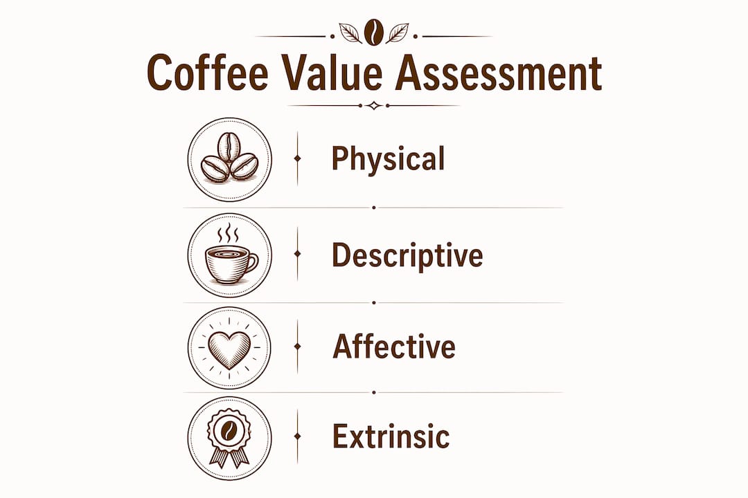 Infographic showing coffee value assessment four steps