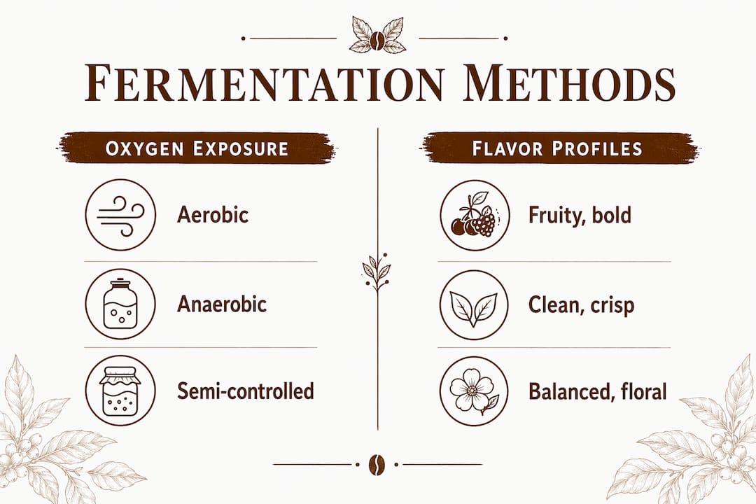 Infographic comparing fermentation methods and flavors