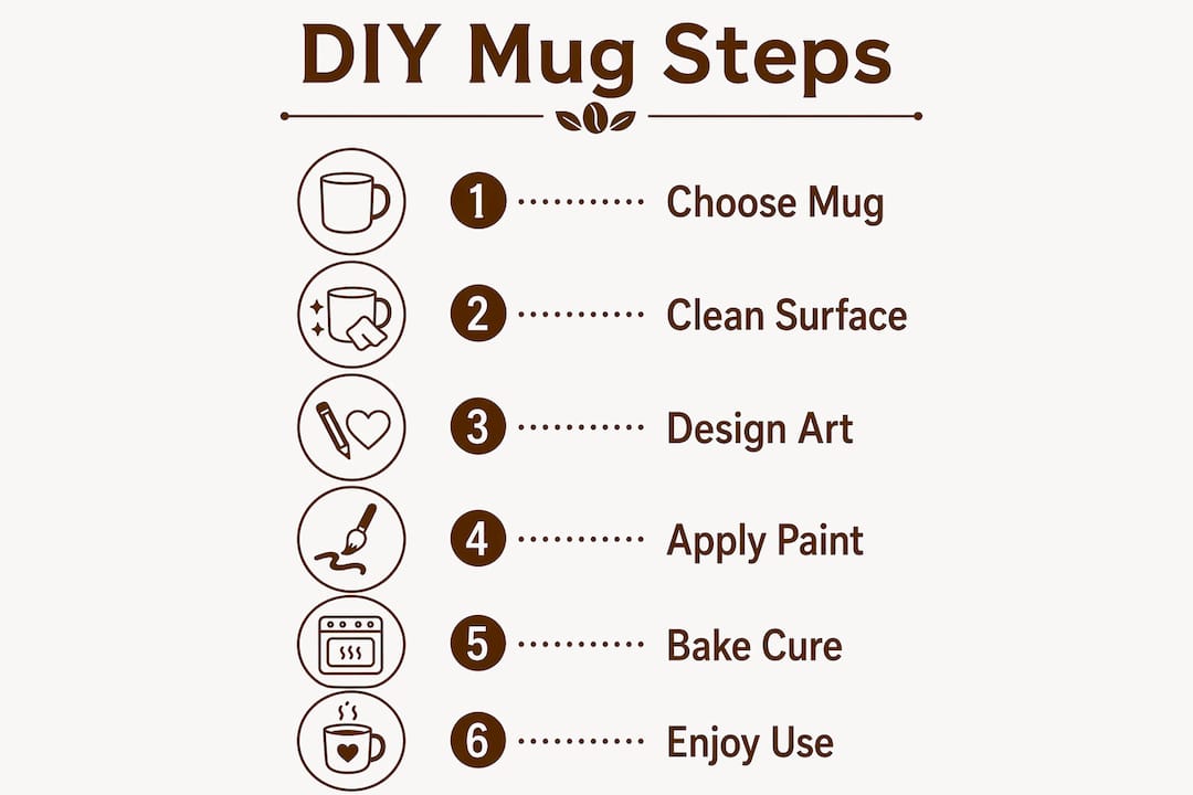 Infographic illustrating steps to customize coffee mugs