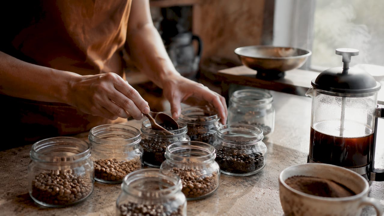 Selecting medium to dark roast coffee beans