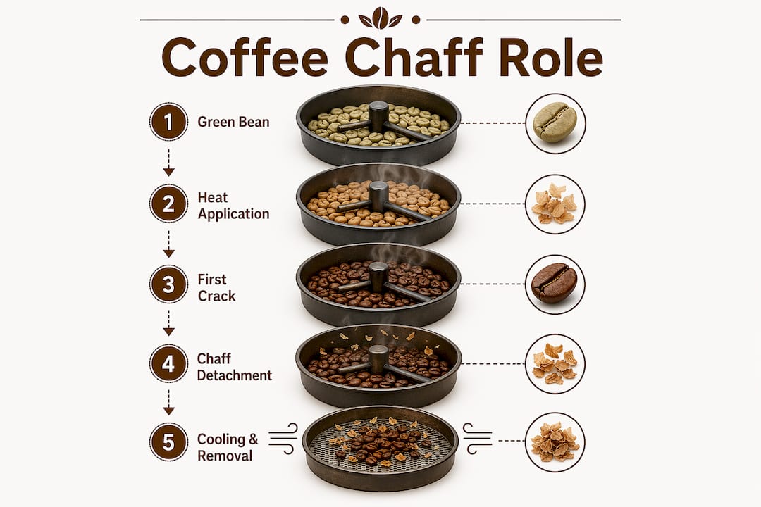 Infographic showing coffee chaff release process steps