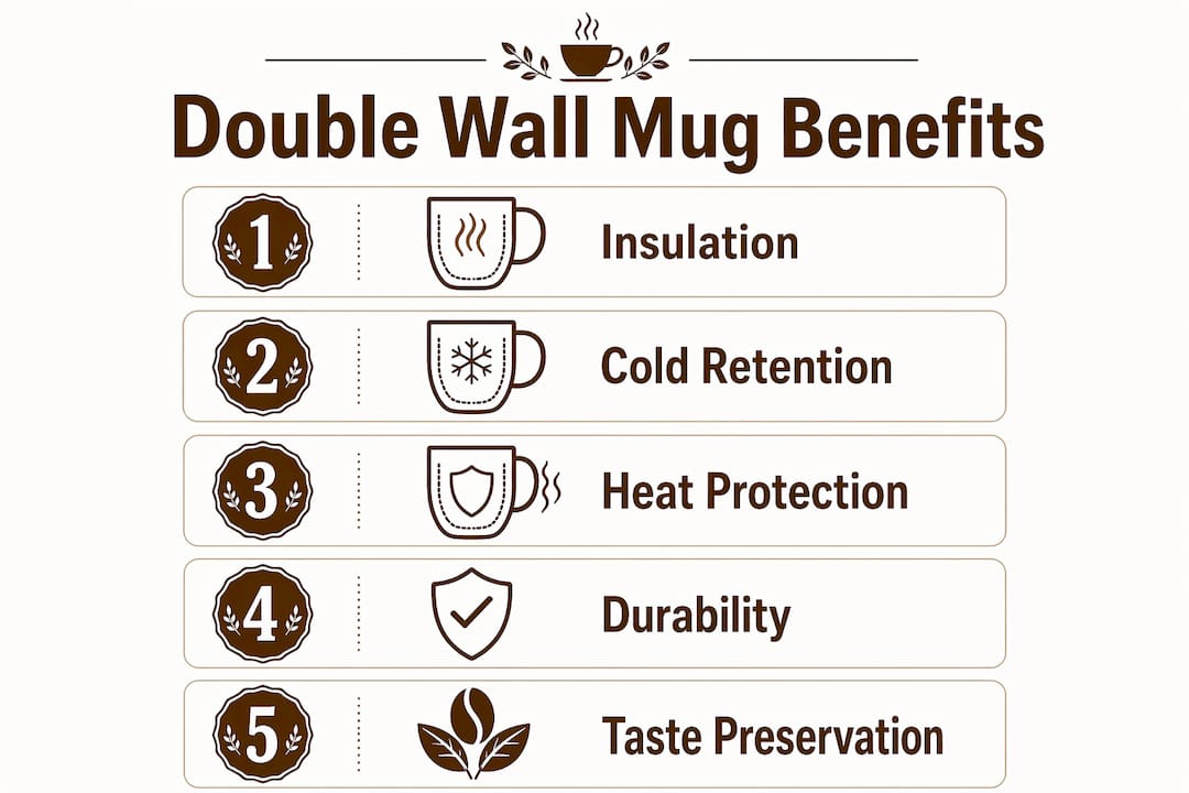 Infographic showing benefits of double wall mugs