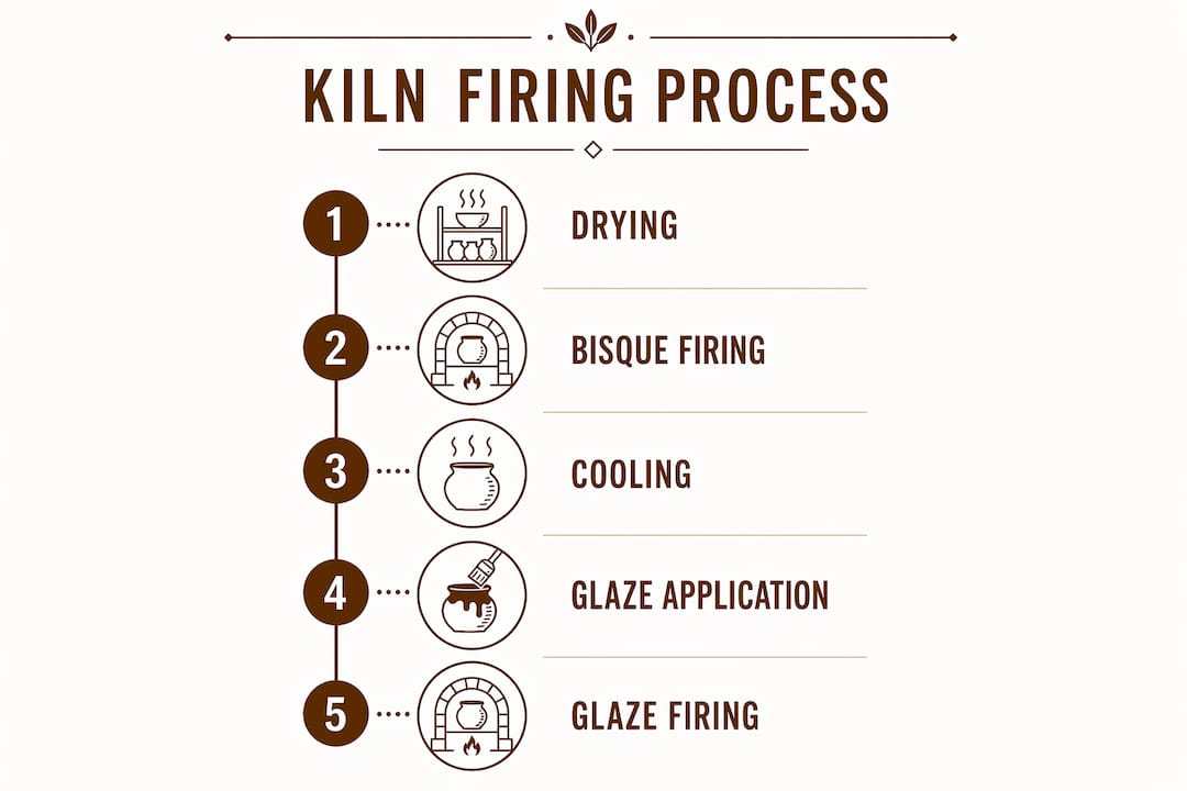 Infographic illustrating kiln firing steps