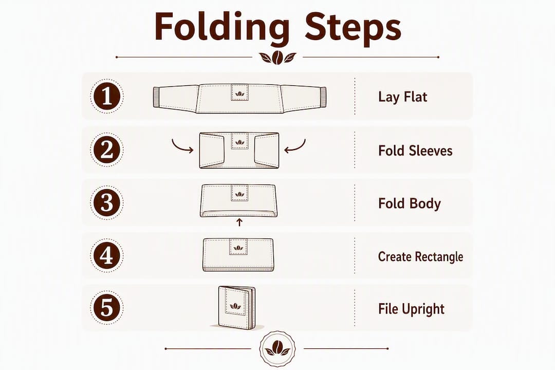 Infographic illustrating tee shirt folding steps