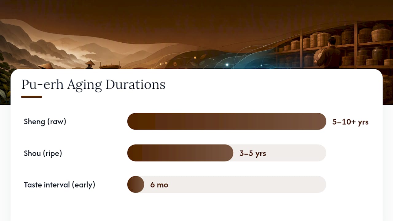 Diagram comparing Sheng and Shou Pu-erh aging