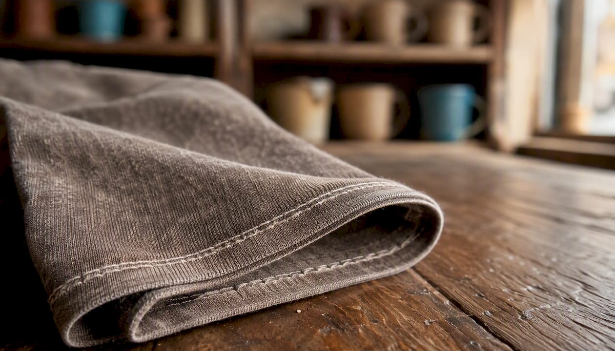 Close-up of single-stitch hem on vintage tee