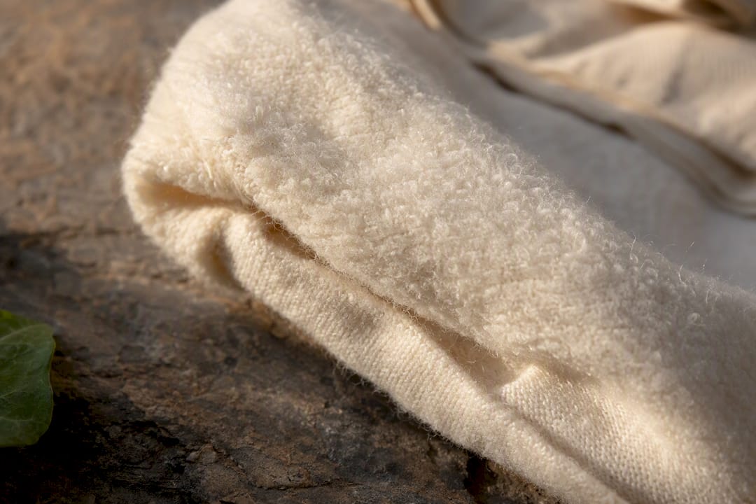 Close-up of brushed cotton fleece fabric texture