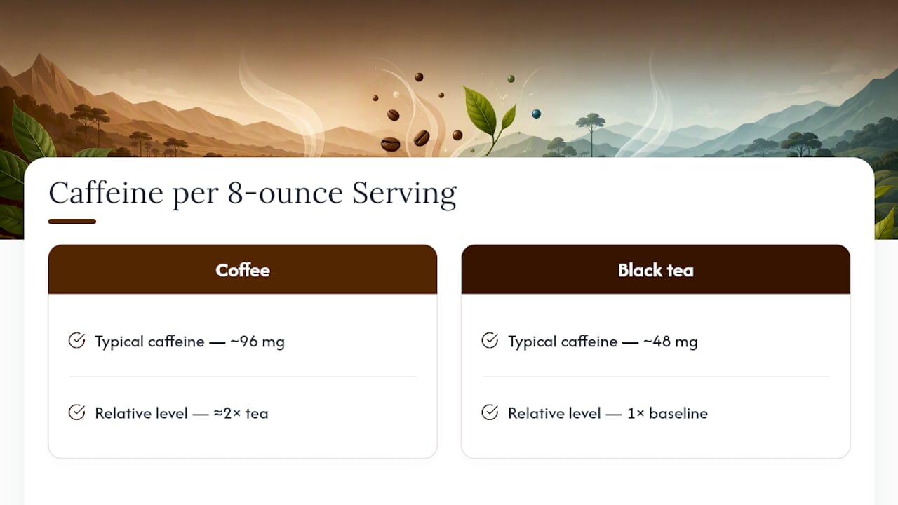 Coffee and tea caffeine comparison bars