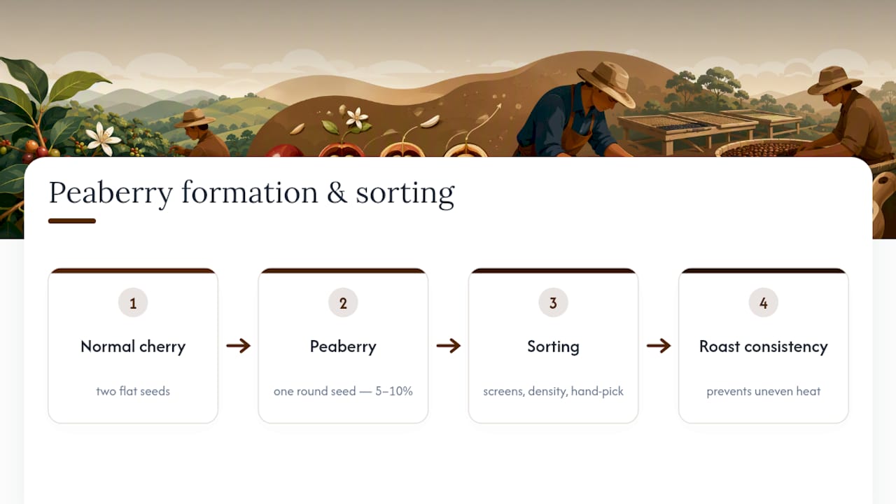 Peaberry formation and bean sorting process