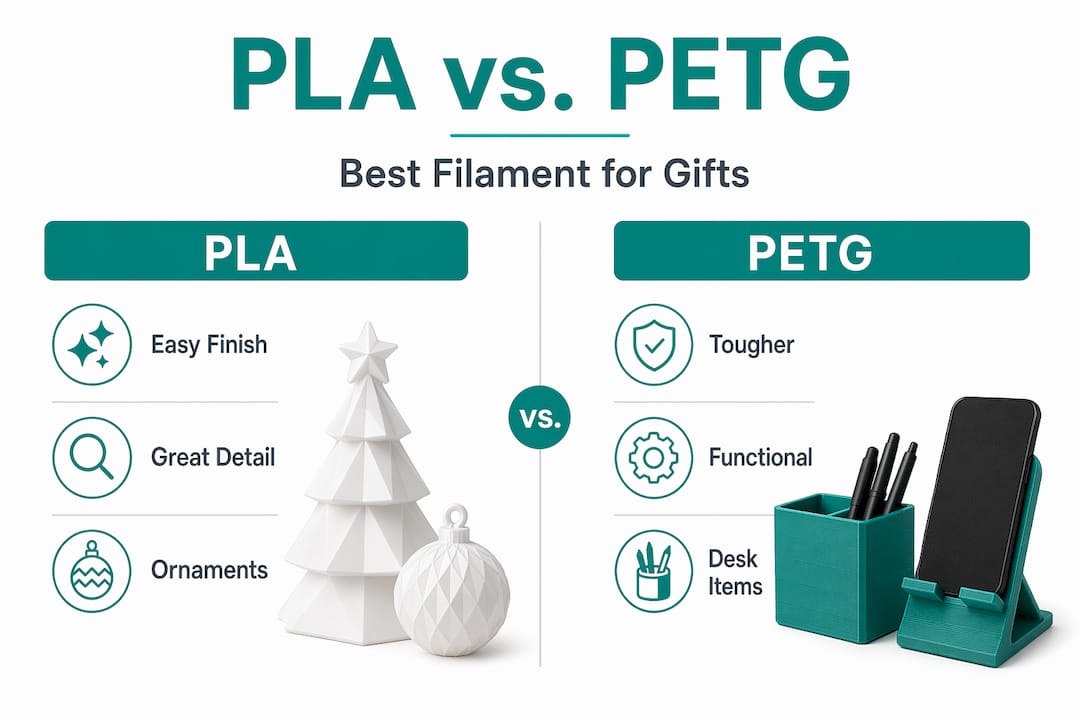 Infographic comparing PLA and PETG filaments