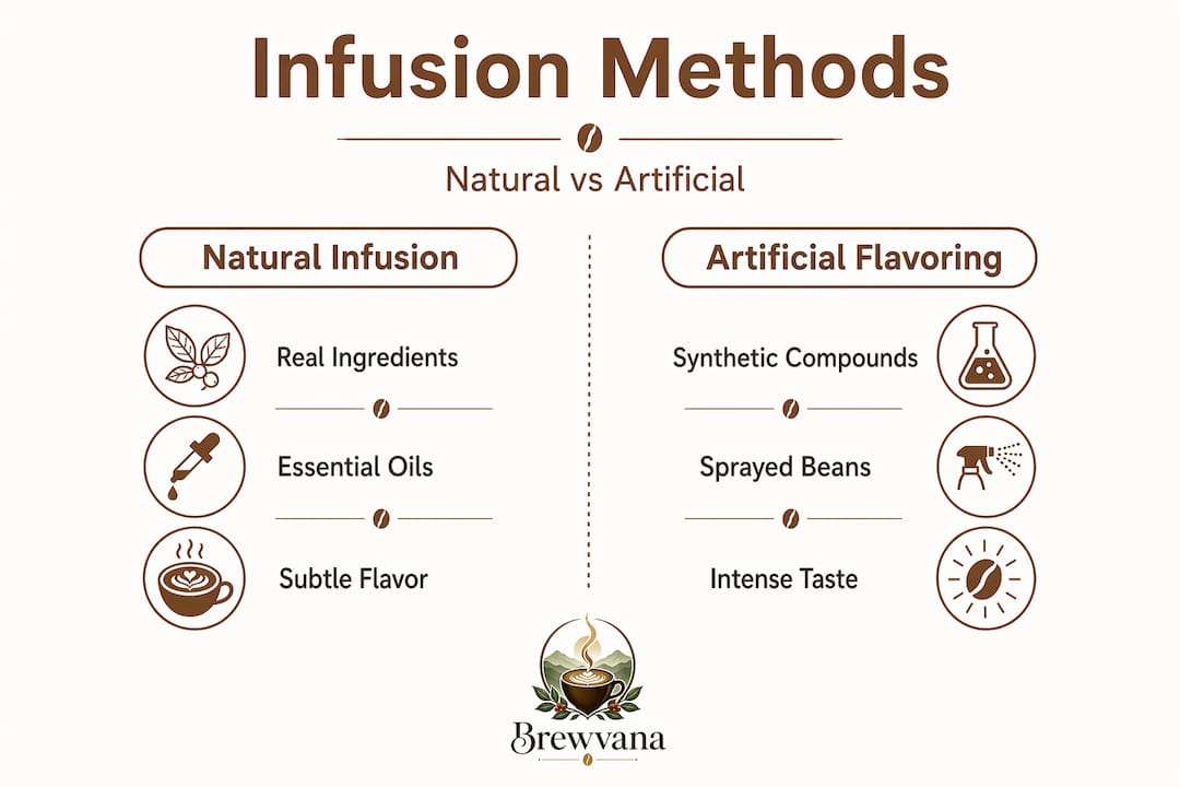 Infographic comparing natural versus artificial coffee infusion