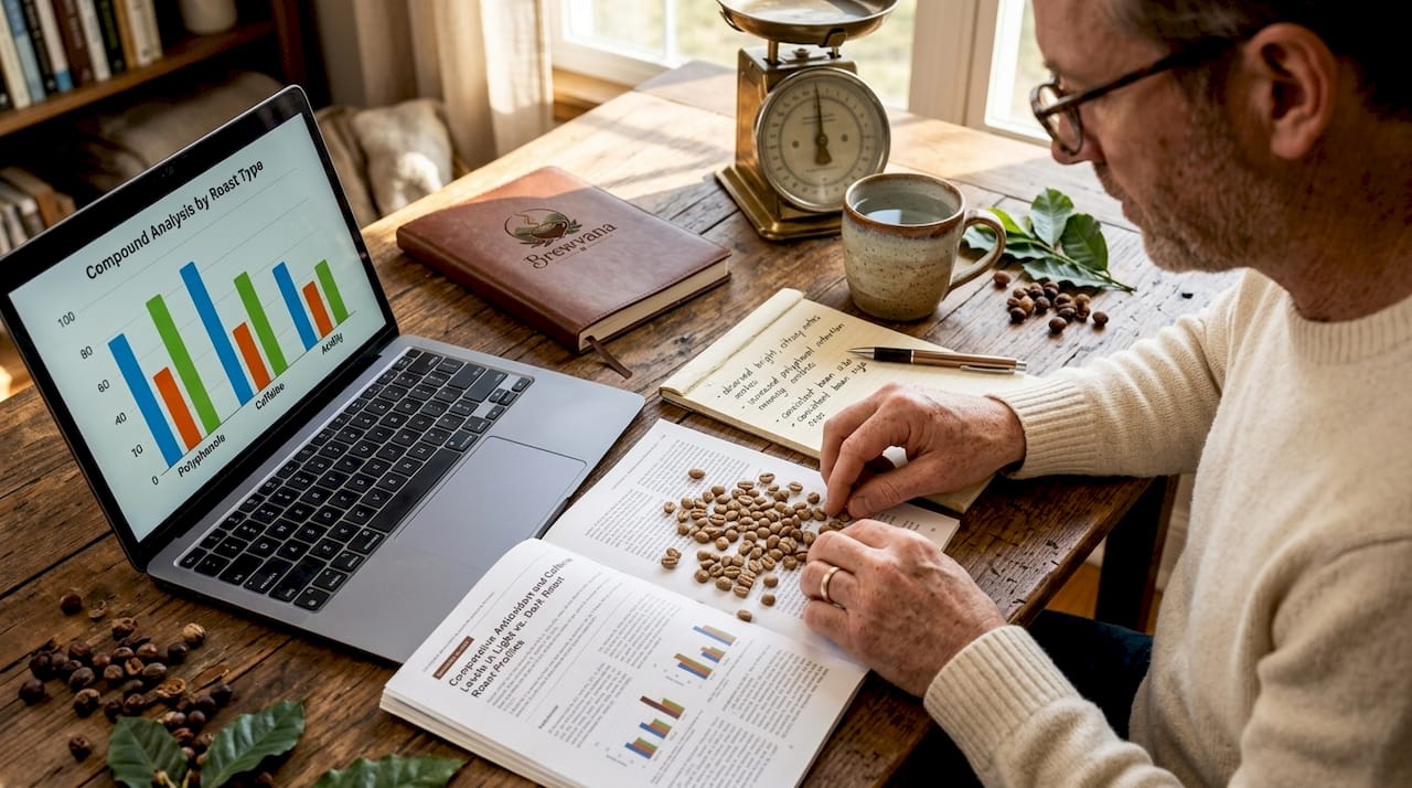 Nutritionist studies light roast coffee beans