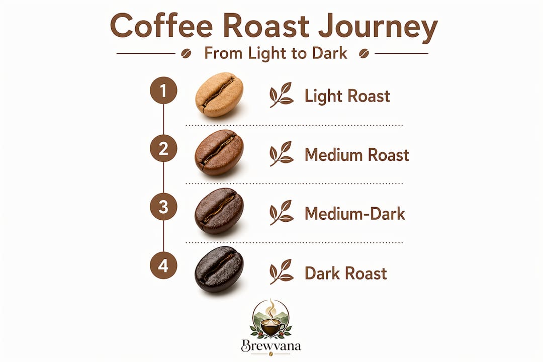 Infographic showing coffee roast journey steps