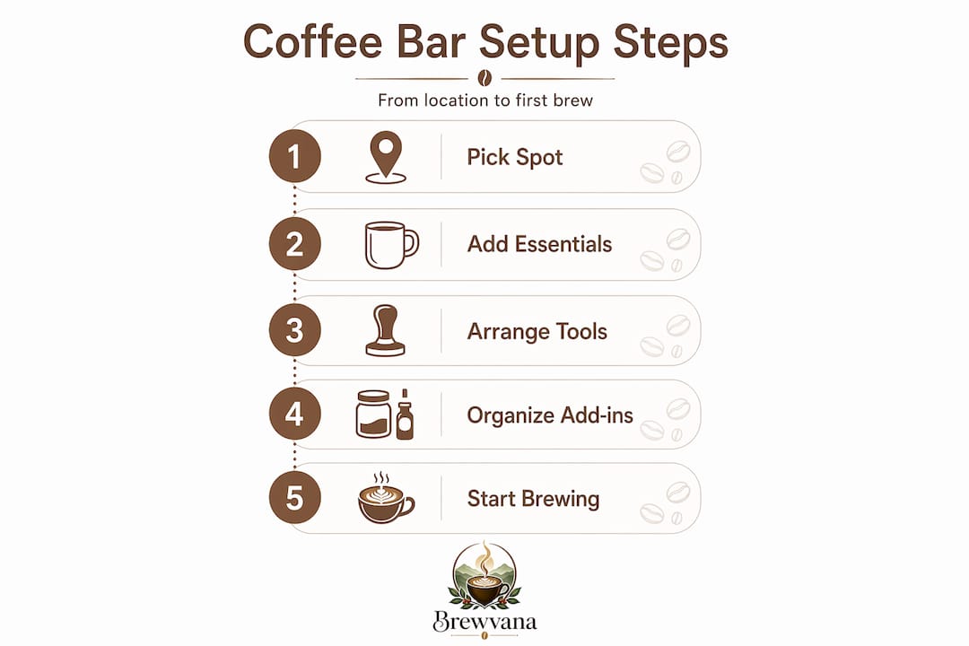 Infographic showing coffee bar setup steps