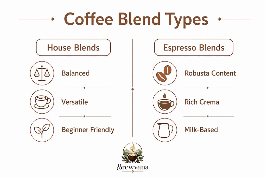 Infographic comparing common coffee blend types