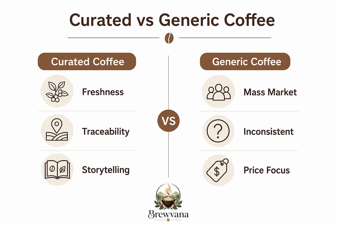 Infographic comparing curated and generic coffee