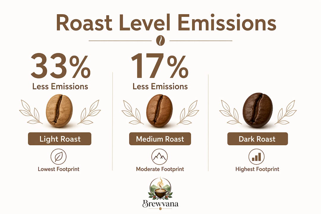 Infographic comparing carbon emissions by coffee roast level
