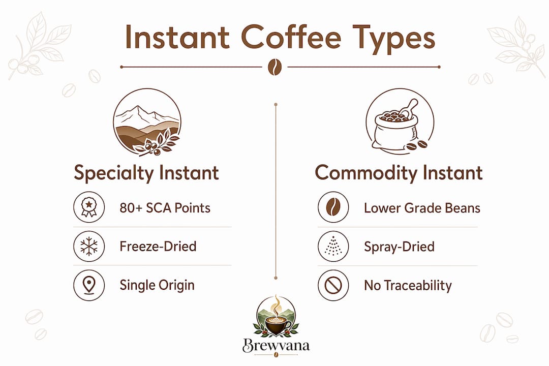 Infographic comparing specialty and commodity instant coffee
