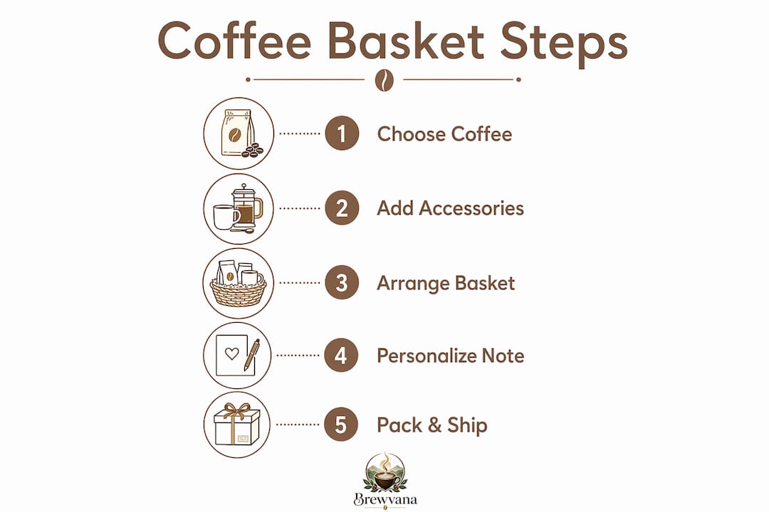 Infographic showing steps to build coffee basket