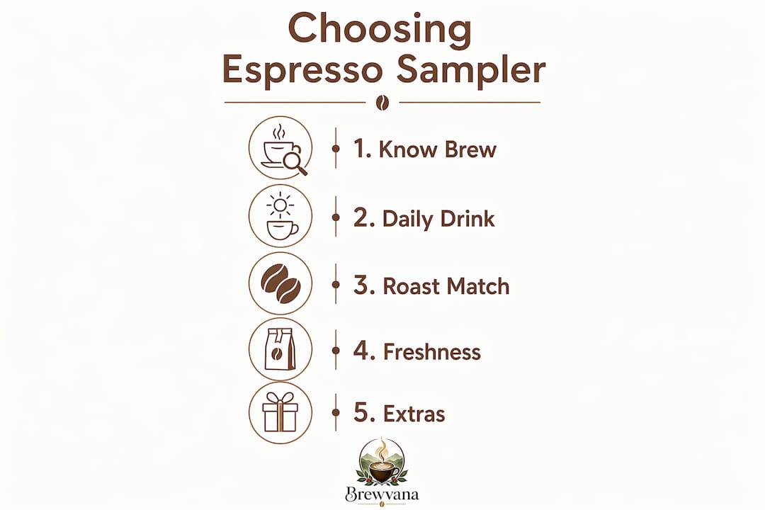 Infographic showing steps to choose espresso sampler gift
