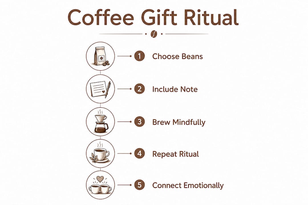 Infographic illustrating coffee gift ritual steps