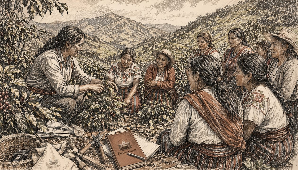 Women smallholder coffee farmers training outdoors