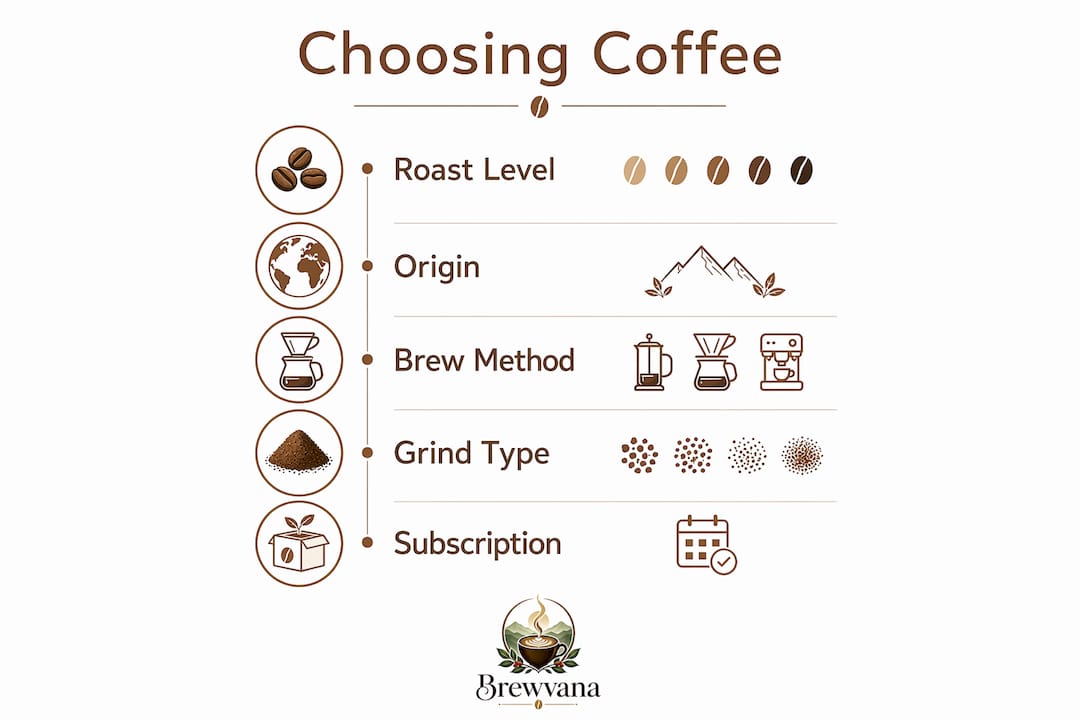 Infographic showing steps to choose small batch coffee