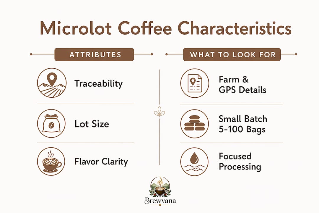 Infographic showing microlot coffee characteristics