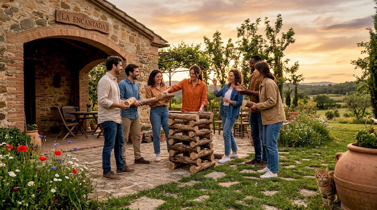 Actividad grupal al aire libre en plena naturaleza