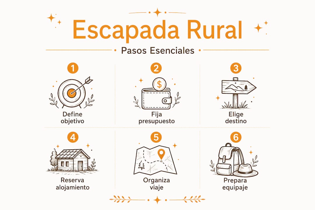 Infografía: cómo organizar una escapada rural ideal paso a paso