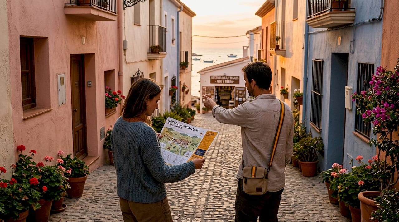 Una pareja pasea entre las calles llenas de vida de una ciudad europea.