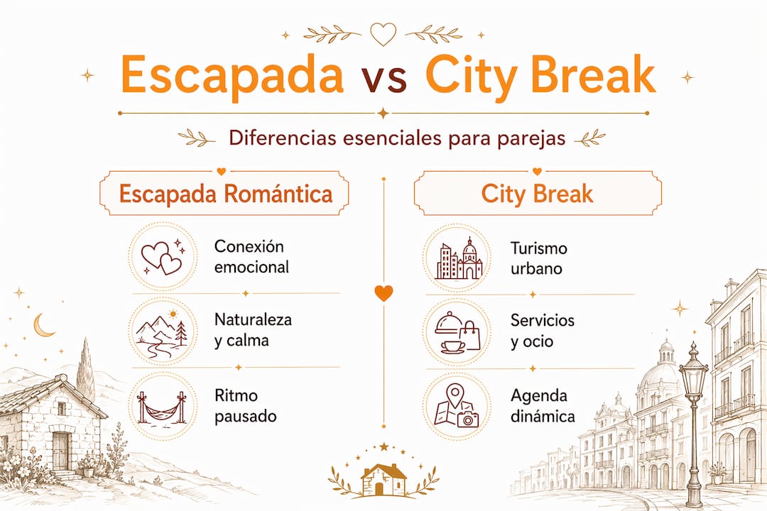 Infografía: ¿Escapada romántica o viaje urbano? Descubre las diferencias
