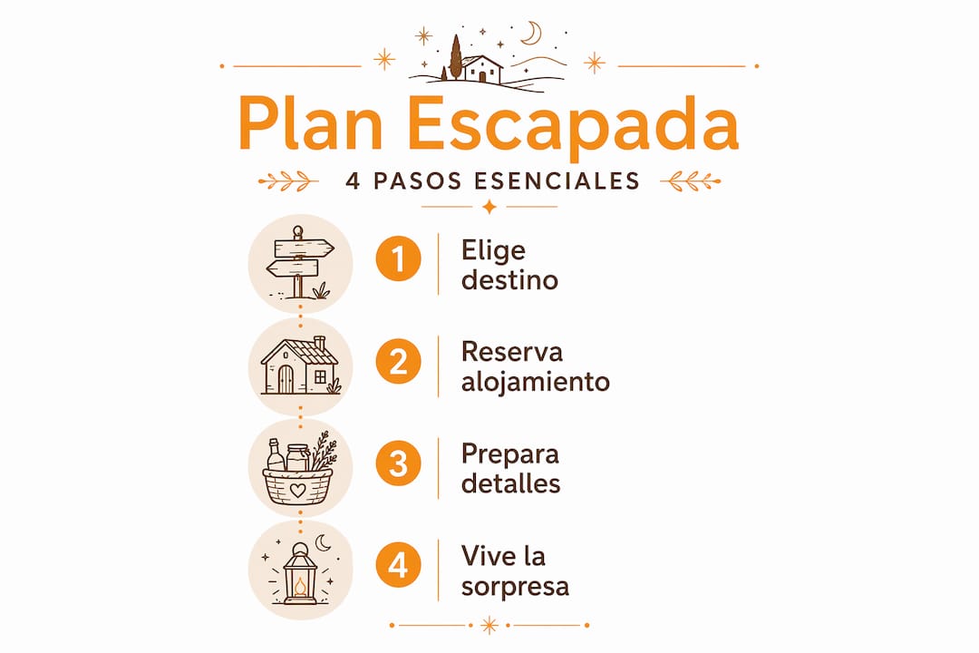 Infografía: los pasos imprescindibles para organizar una escapada sorpresa