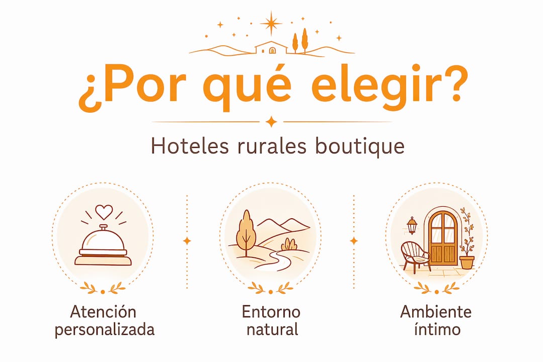 Infografía con las principales razones para alojarse en un hotel rural boutique