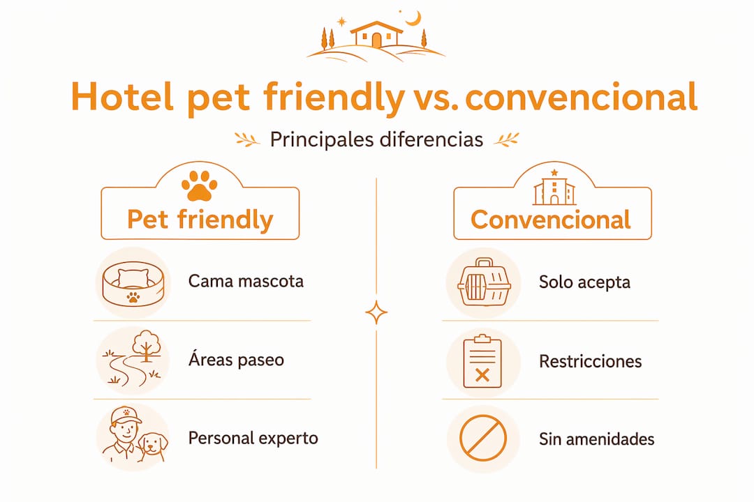Infografía: diferencias clave entre alojamientos que admiten mascotas y los tradicionales