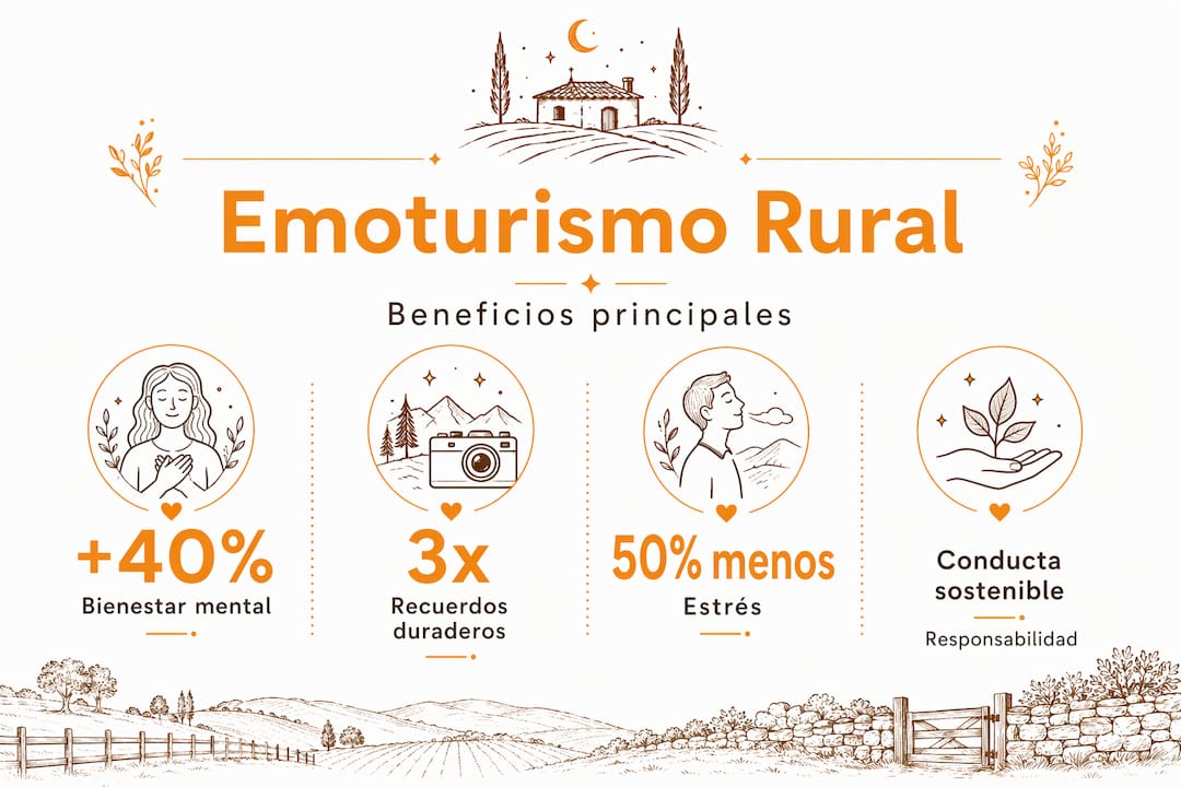 Infografía: principales beneficios del emoturismo en entornos rurales