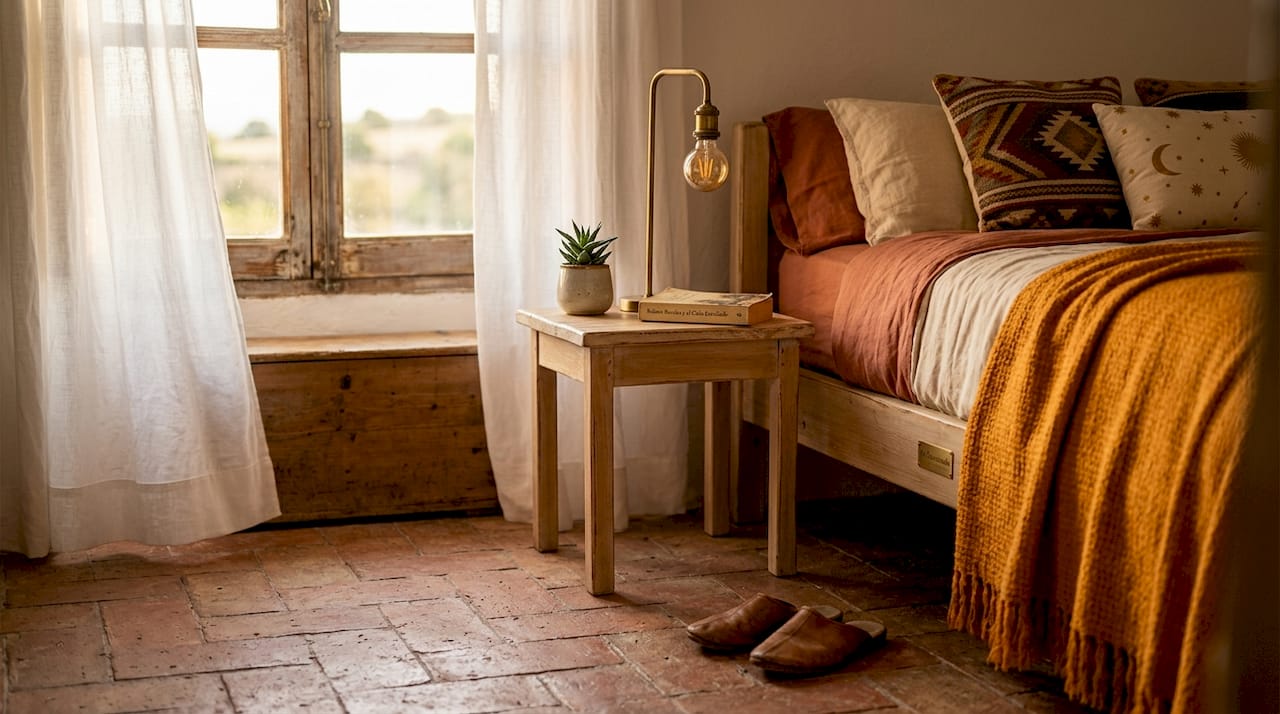 Una habitación exclusiva, decorada con un estilo rústico genuino que invita a disfrutar de una experiencia auténtica.