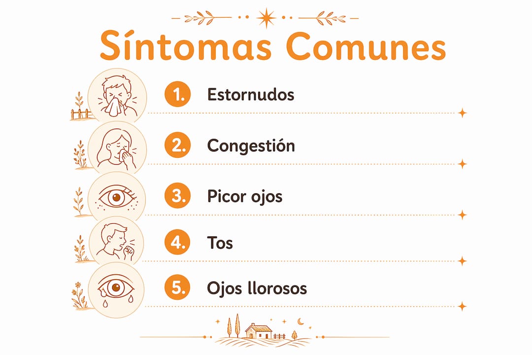 Infografía sobre los síntomas más habituales de la alergia a los animales domésticos