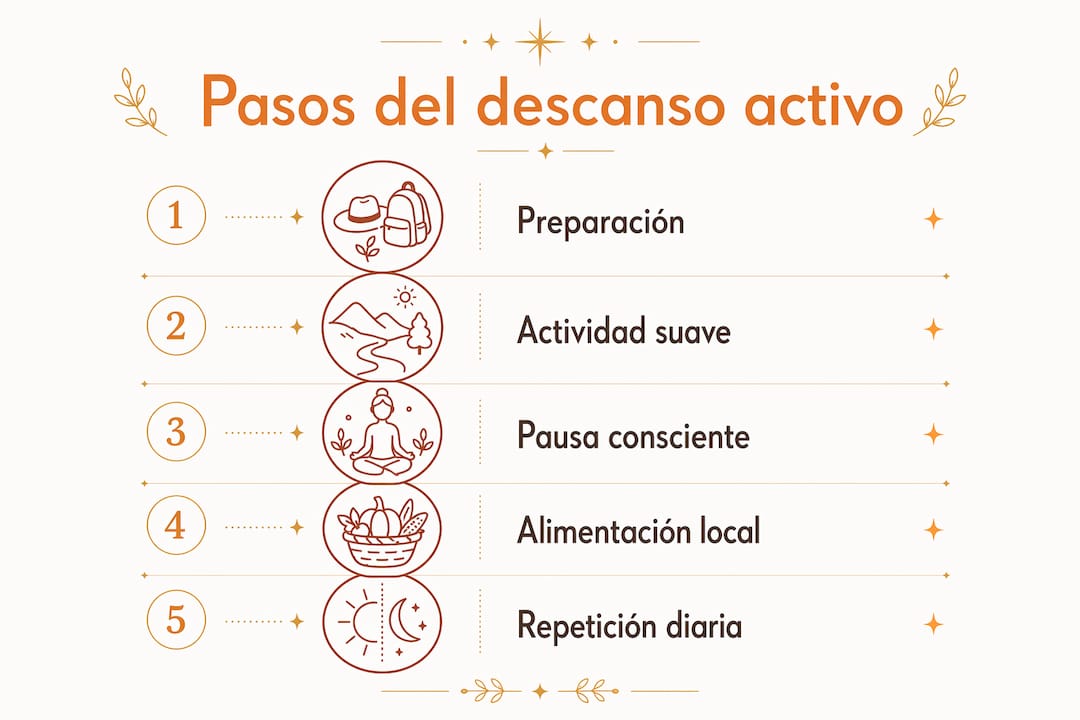 Infografía: guía paso a paso para disfrutar de un descanso activo en entornos rurales
