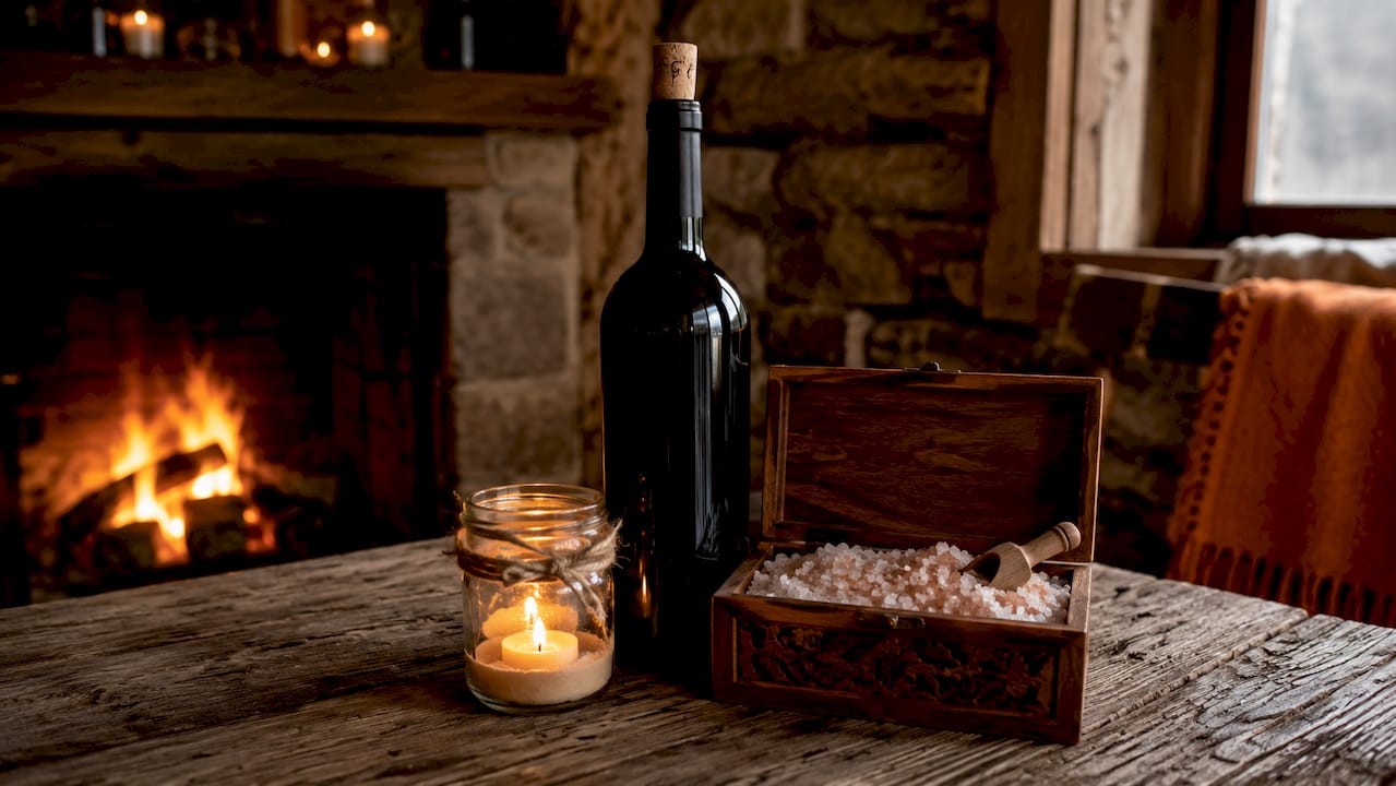 Detalle de cortesía de bienvenida para escapada romántica en entorno rural